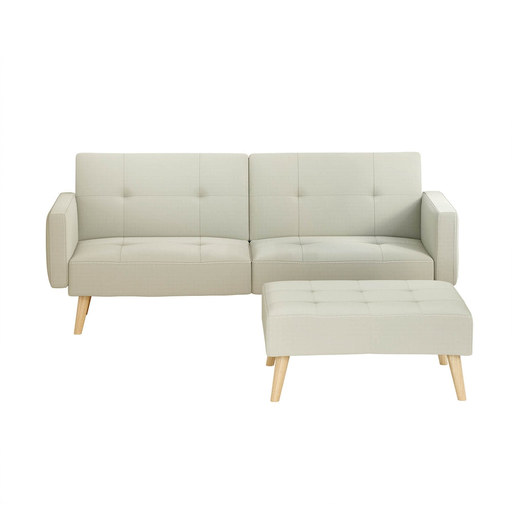 Artiss Sofa Bed Ottoman 200CM Beige Faux Linen - Cosy Abode