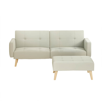 Artiss Sofa Bed Ottoman 200CM Beige Faux Linen - Cosy Abode