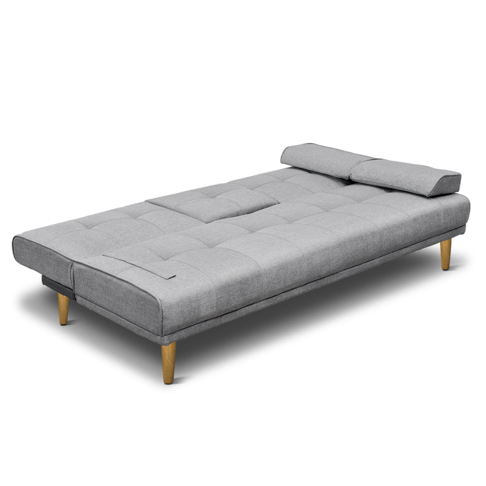 Artiss Sofa Bed 188CM Grey Faux Linen - Cosy Abode