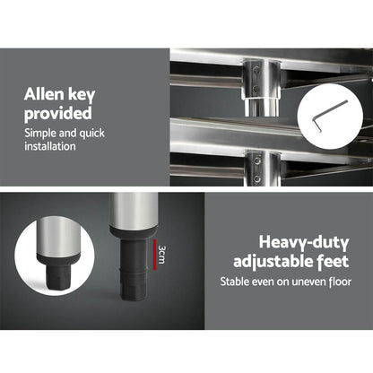 Cefito 1524x610mm Stainless Steel Kitchen Bench with Wheels 304 - Cosy Abode