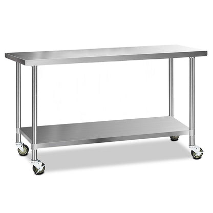 Cefito 1829x610mm Stainless Steel Kitchen Bench with Wheels 304 - Cosy Abode