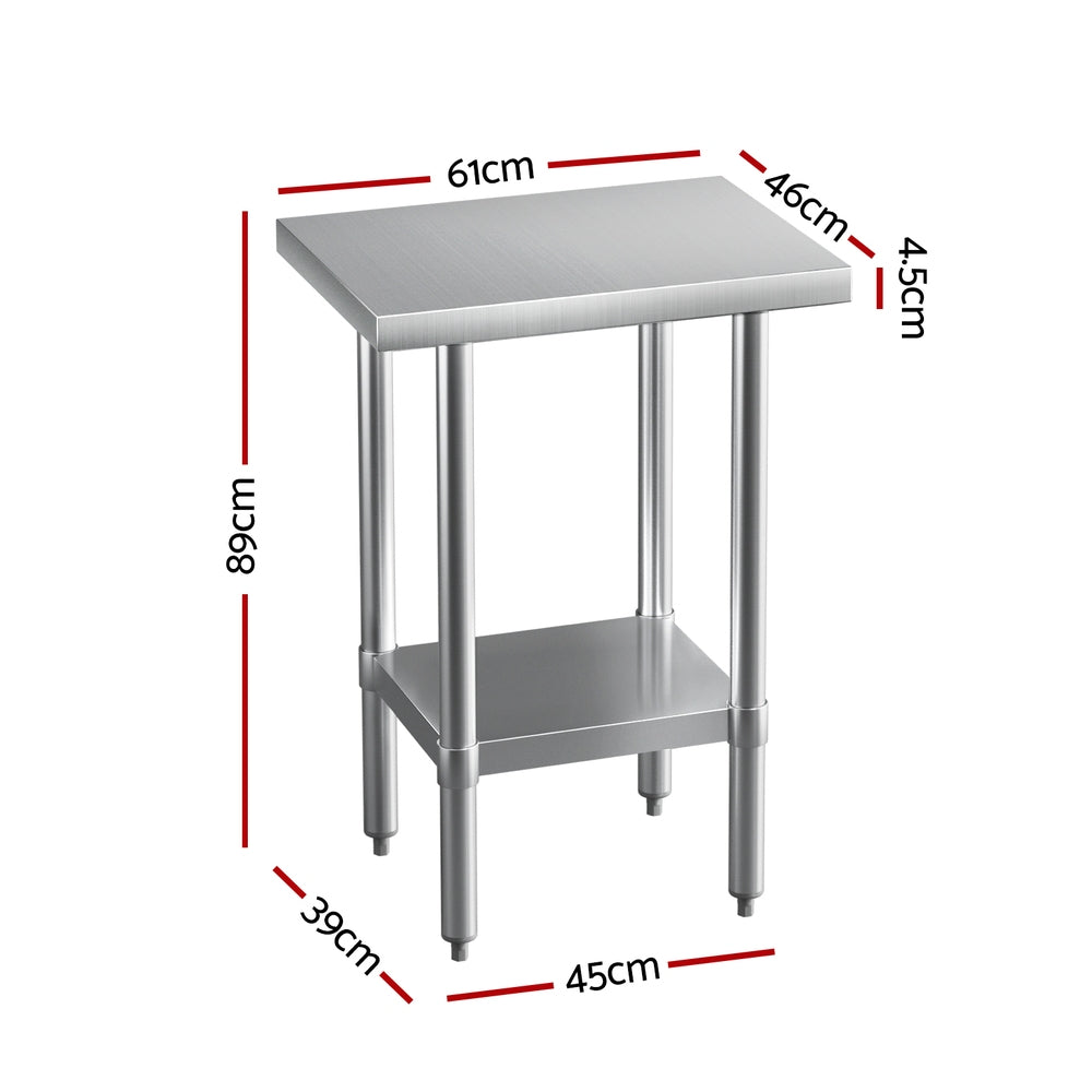 Cefito Stainless Steel Kitchen Benches Work Bench 610x457mm 430 - Cosy Abode