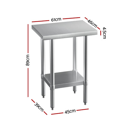 Cefito Stainless Steel Kitchen Benches Work Bench 610x457mm 430 - Cosy Abode