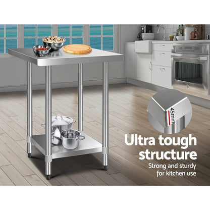 Cefito 760x760mm Stainless Steel Kitchen Bench 430 - Cosy Abode