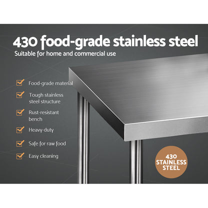 Cefito 1829x760mm Stainless Steel Kitchen Bench 430 - Cosy Abode