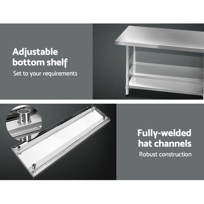 Cefito 1829x760mm Stainless Steel Kitchen Bench 430 - Cosy Abode
