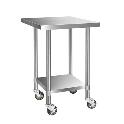 Cefito 760x760mm Stainless Steel Kitchen Bench with Wheels 430 - Cosy Abode