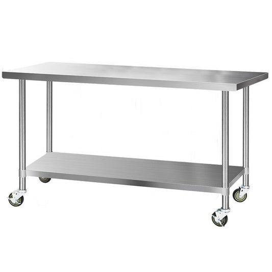 Cefito 1829x760mm Stainless Steel Kitchen Bench with Wheels 430 - Cosy Abode