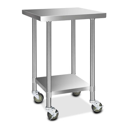 Cefito 610x610mm Stainless Steel Kitchen Bench with Wheels 430 - Cosy Abode