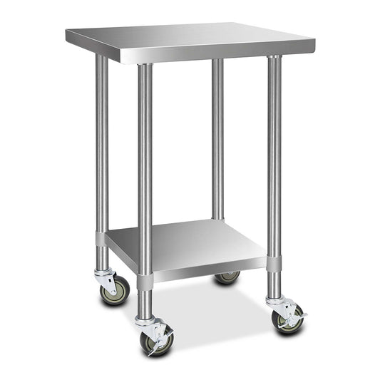 Cefito 610x610mm Stainless Steel Kitchen Bench with Wheels 430 - Cosy Abode