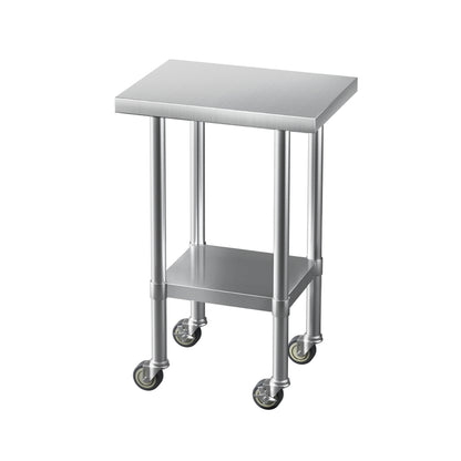 Cefito Stainless Steel Kitchen Benches Work Bench Wheels 61X46CM 430 - Cosy Abode