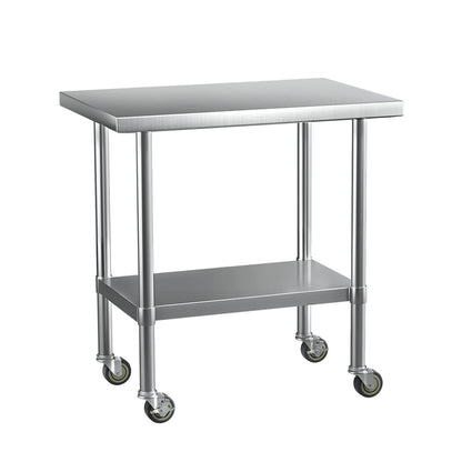 Cefito Stainless Steel Kitchen Benches Work Bench Wheels 91X61CM 430 - Cosy Abode