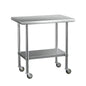 Cefito Stainless Steel Kitchen Benches Work Bench Wheels 91X61CM 430 - Cosy Abode