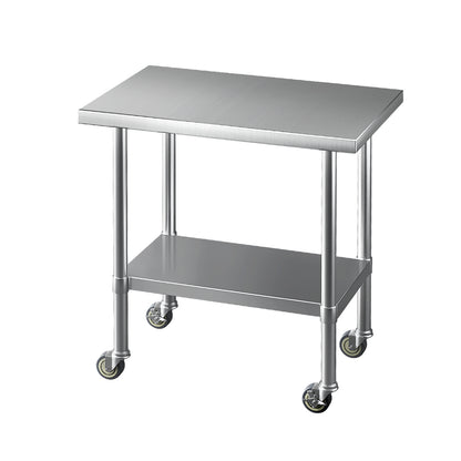 Cefito Stainless Steel Kitchen Benches Work Bench Wheels 91X61CM 430 - Cosy Abode