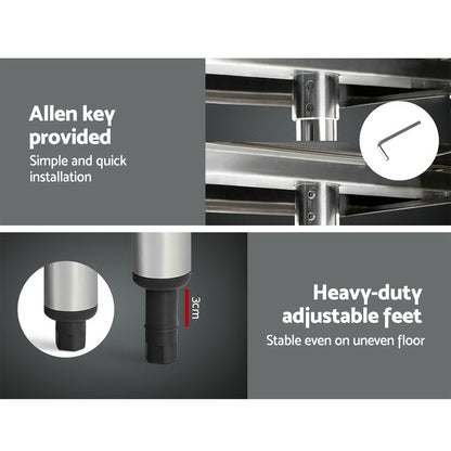 Cefito 1219x610mm Stainless Steel Kitchen Bench with Wheels 430 - Cosy Abode