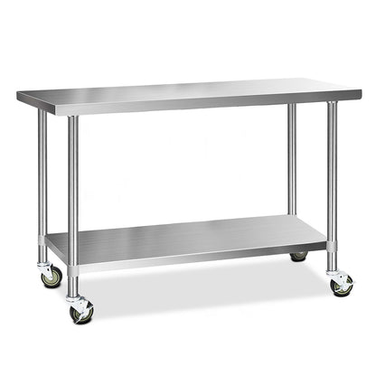Cefito 1524x610mm Stainless Steel Kitchen Bench with Wheels 430 - Cosy Abode