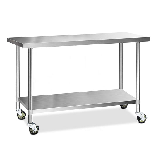 Cefito 1524x610mm Stainless Steel Kitchen Bench with Wheels 430 - Cosy Abode