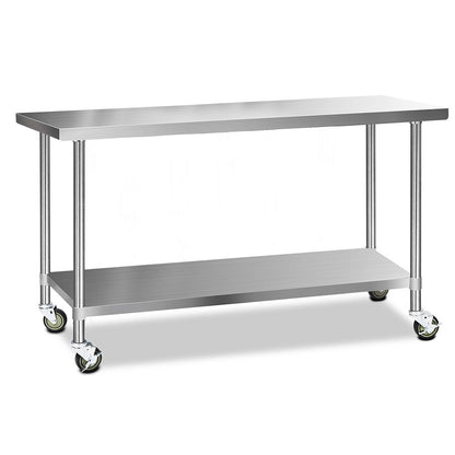 Cefito 1829x610mm Stainless Steel Kitchen Bench with Wheels 430 - Cosy Abode