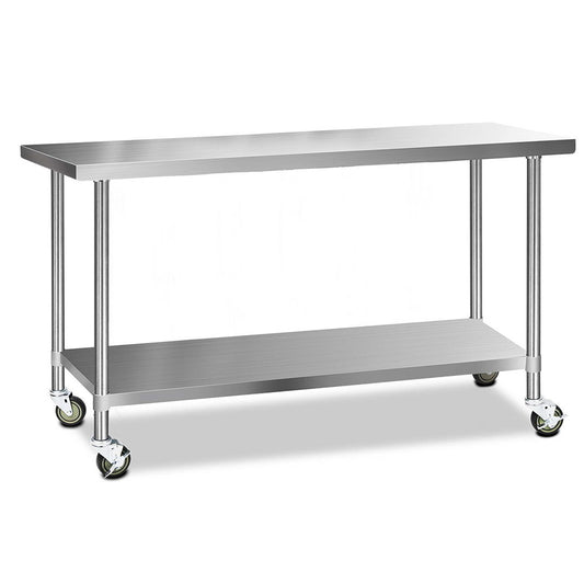 Cefito 1829x610mm Stainless Steel Kitchen Bench with Wheels 430 - Cosy Abode