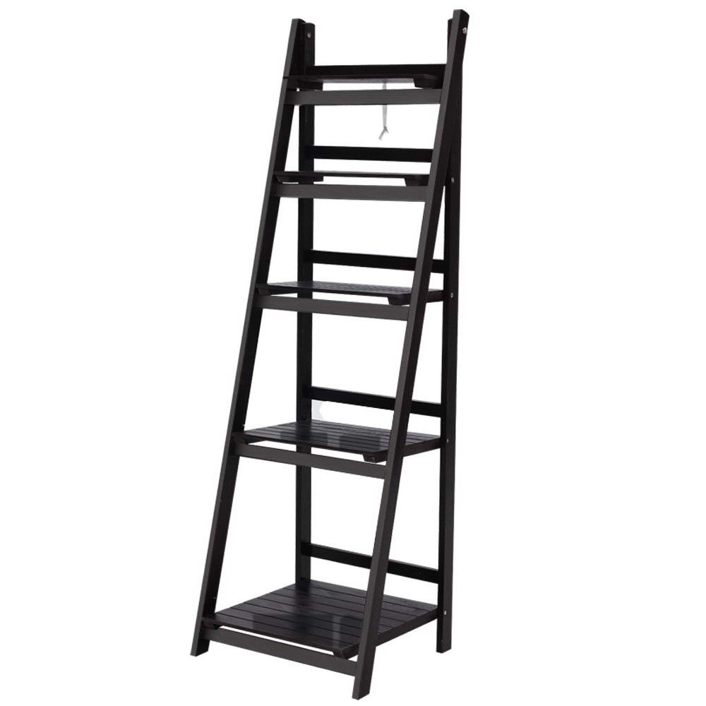 Artiss Bookshelf Corner Shelf 5 Tiers - ZANE Coffee - Cosy Abode