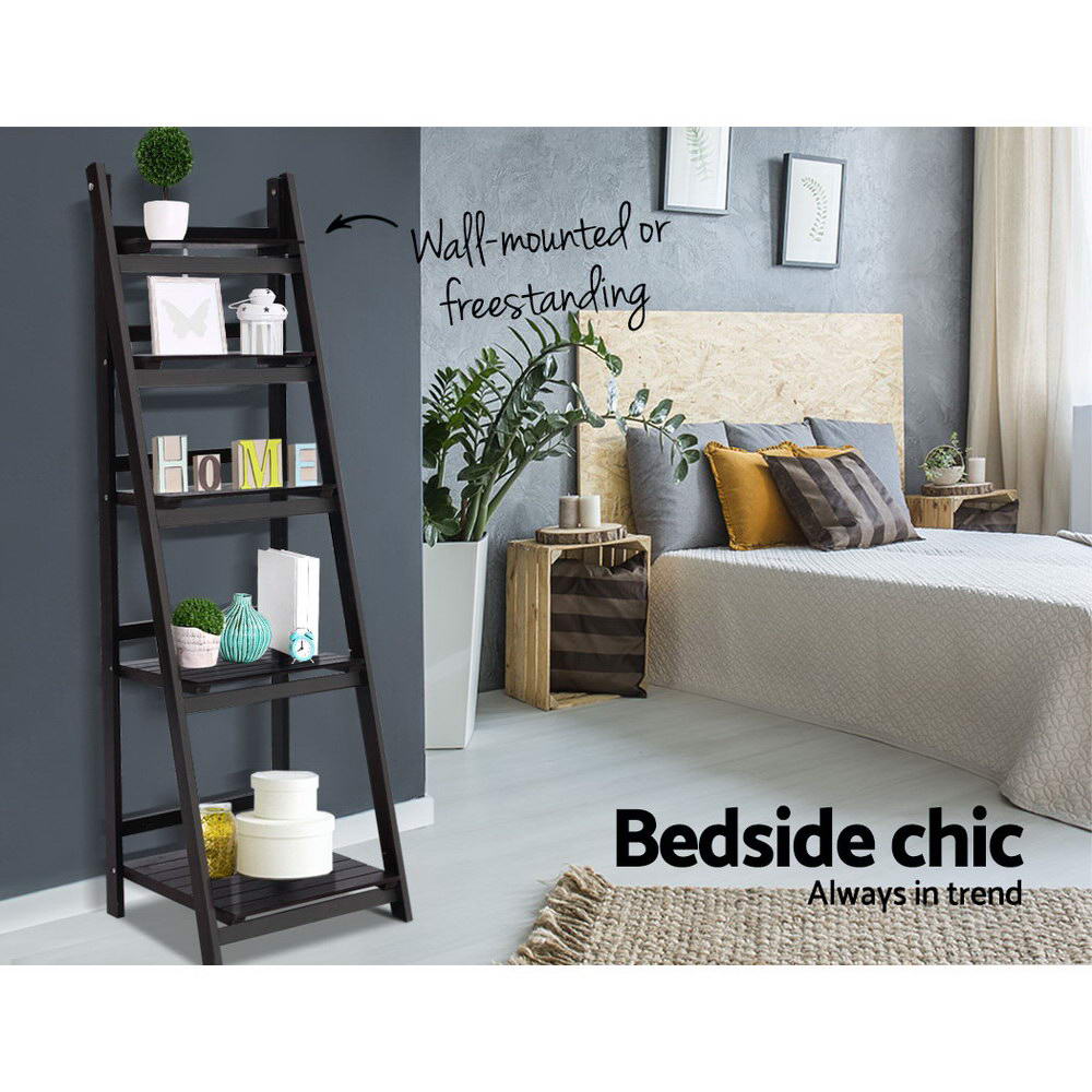 Artiss Bookshelf Corner Shelf 5 Tiers - ZANE Coffee - Cosy Abode