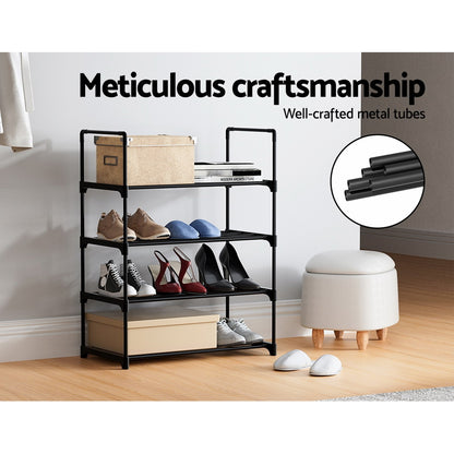 Artiss Shoe Rack 4-tier 12 Pairs Stackable Black - Cosy Abode