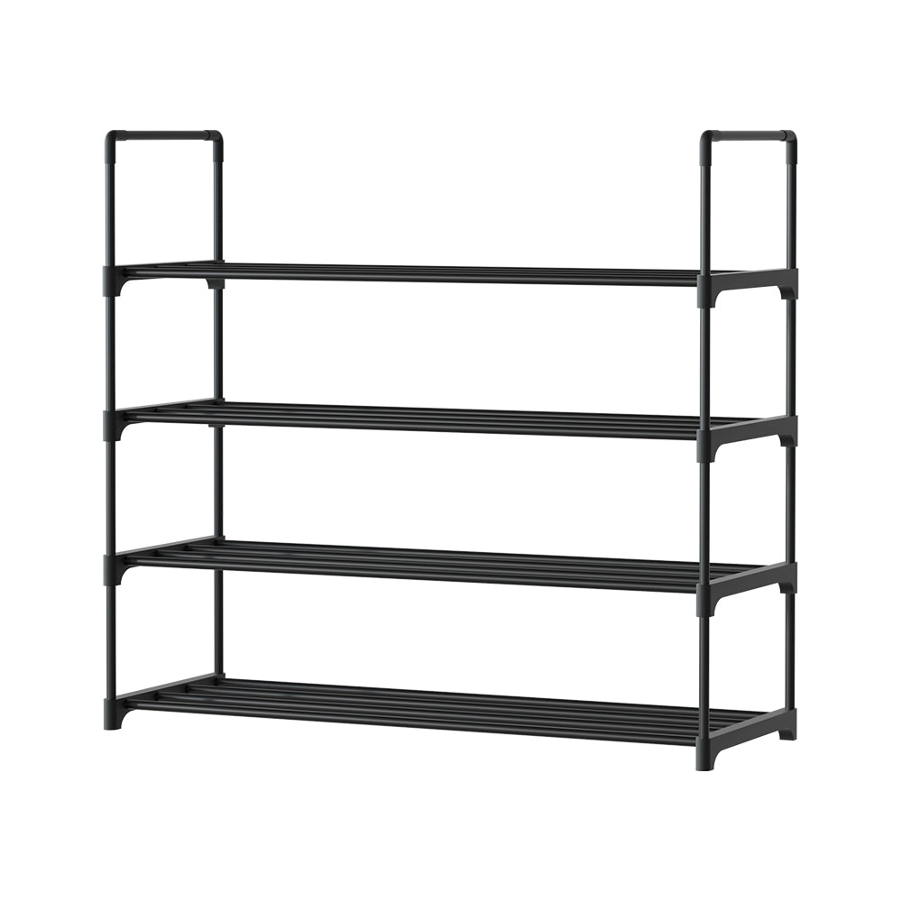 Artiss Shoe Rack 4-tier 16 Pairs Stackable Black - Cosy Abode