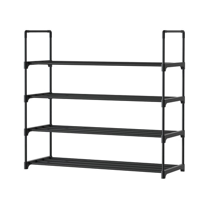 Artiss Shoe Rack 4-tier 16 Pairs Stackable Black - Cosy Abode