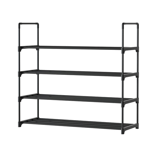 Artiss Shoe Rack 4-tier 16 Pairs Stackable Black - Cosy Abode