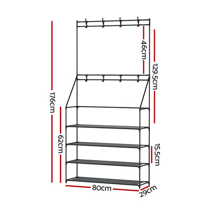 Artiss Shoe Rack Hall Tree 16 Pairs Black - Cosy Abode