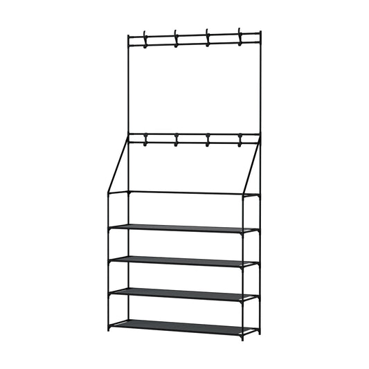 Artiss Shoe Rack Hall Tree 16 Pairs Black - Cosy Abode