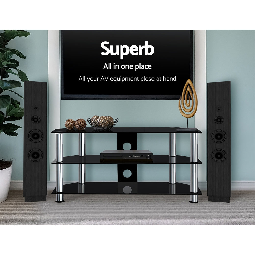 Artiss TV Stand 3 Tiers Storage Shelf Rack Tempered Glass Entertainment Unit - Cosy Abode