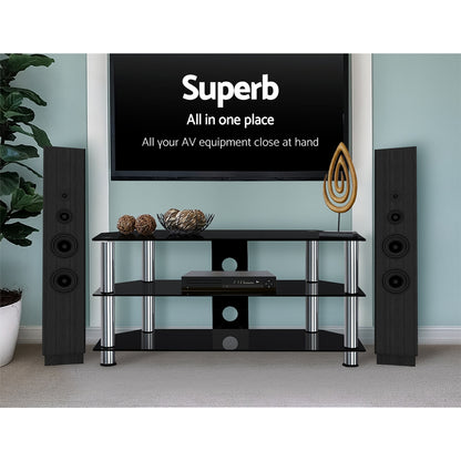 Artiss TV Stand 3 Tiers Storage Shelf Rack Tempered Glass Entertainment Unit - Cosy Abode