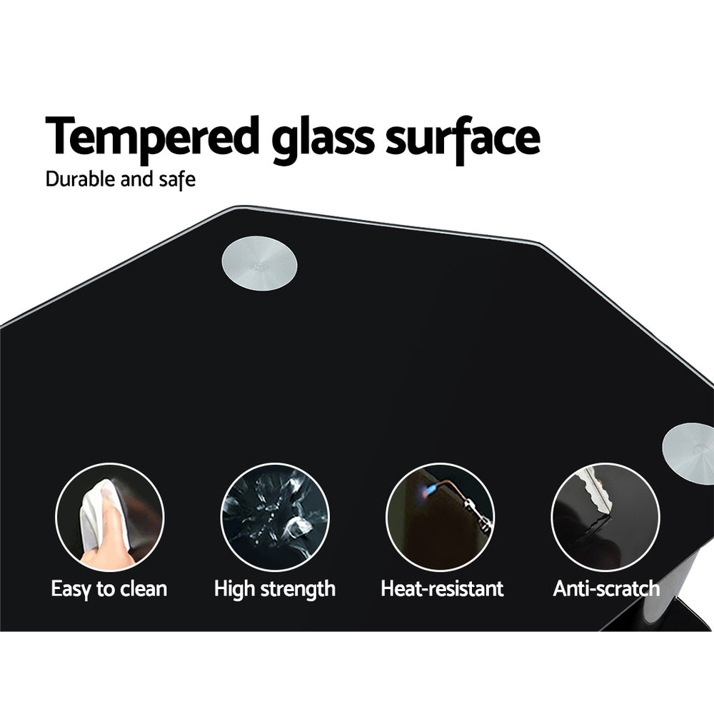 Artiss TV Stand 3 Tiers Storage Shelf Rack Tempered Glass Entertainment Unit - Cosy Abode