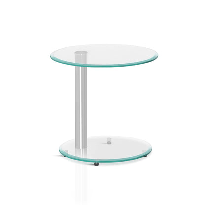 Artiss Coffee Table Round Tempered Glass Side End Beside Tables Cafe 45cm - Cosy Abode