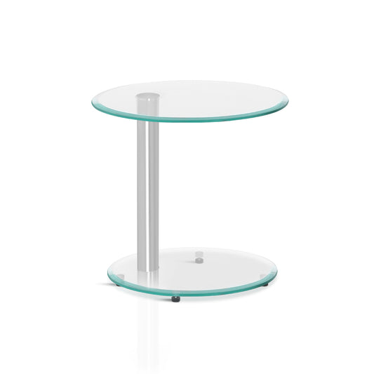 Artiss Coffee Table Round Tempered Glass Side End Beside Tables Cafe 45cm - Cosy Abode