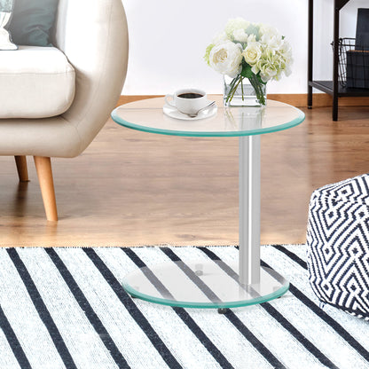 Artiss Coffee Table Round Tempered Glass Side End Beside Tables Cafe 45cm - Cosy Abode