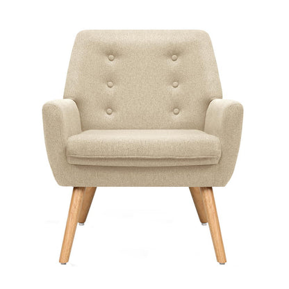 Artiss Fabric Dining Armchair - Beige - Cosy Abode