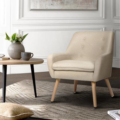 Artiss Fabric Dining Armchair - Beige - Cosy Abode