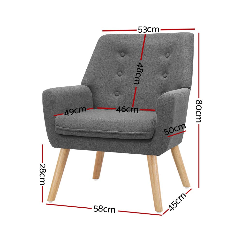 Artiss Fabric Dining Armchair - Grey - Cosy Abode