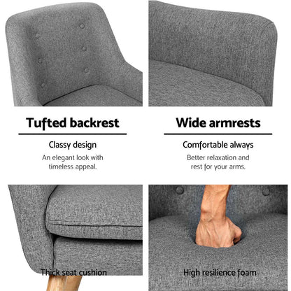 Artiss Fabric Dining Armchair - Grey - Cosy Abode