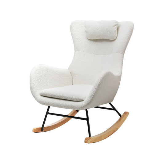 Artiss Rocking Chair Armchair Pillow Boucle White - Cosy Abode