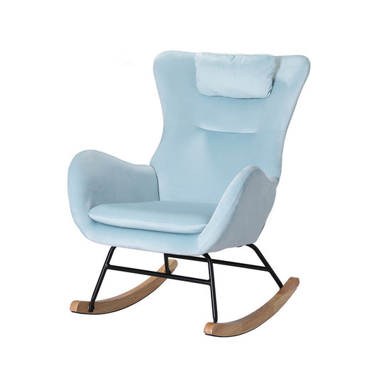 Artiss Rocking Chair Velvet Armchair Feeding Chair Blue - Cosy Abode
