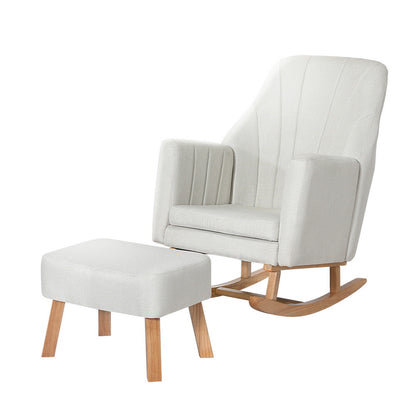 Artiss Rocking Chair Armchair Linen Fabric Beige Jonah - Cosy Abode