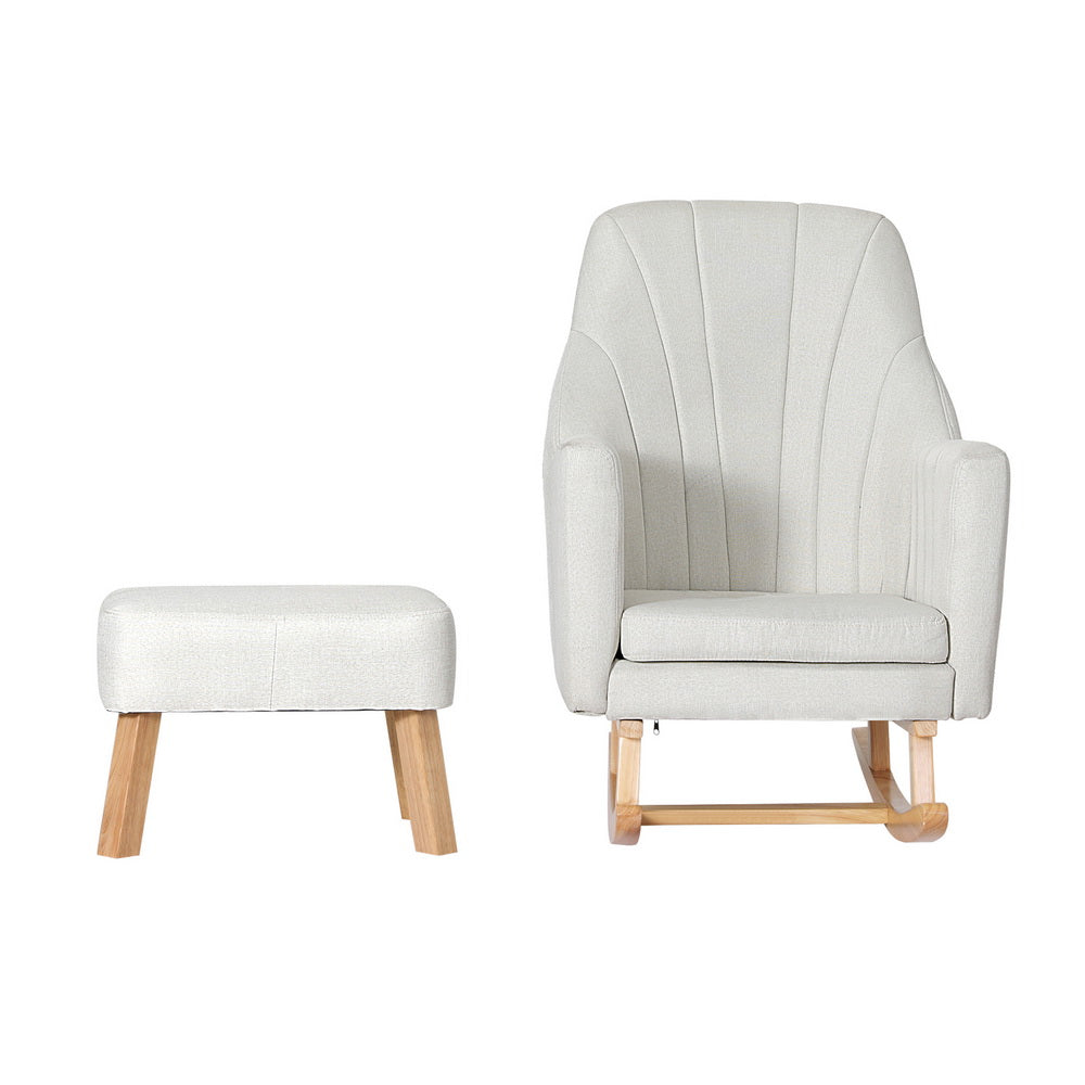 Artiss Rocking Chair Armchair Linen Fabric Beige Jonah - Cosy Abode