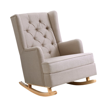 Artiss Rocking Chair Armchair Linen Fabric Beige Gaia - Cosy Abode
