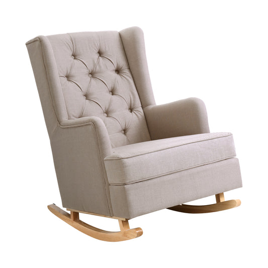 Artiss Rocking Chair Armchair Linen Fabric Beige Gaia - Cosy Abode
