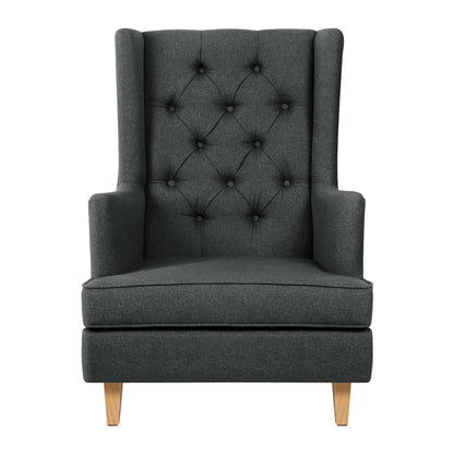 Artiss Rocking Chair Armchair Linen Fabric Charcoal Gaia - Cosy Abode