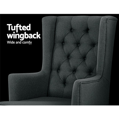 Artiss Rocking Chair Armchair Linen Fabric Charcoal Gaia - Cosy Abode