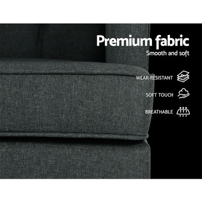 Artiss Rocking Chair Armchair Linen Fabric Charcoal Gaia - Cosy Abode